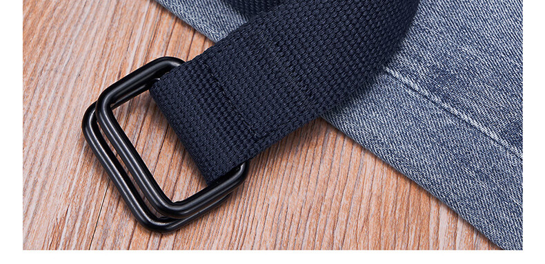 JEANSWEST Men's Canvas Waist Belt Woven Double Ring Buckle Casual Student Canvas Leather Belt Youth 12