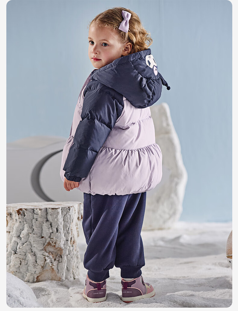 DAVE & BELLA Kuromi Collaboration Children's Antibacterial Down Jacket Winter Girls Class A Three-Proof Coat 1