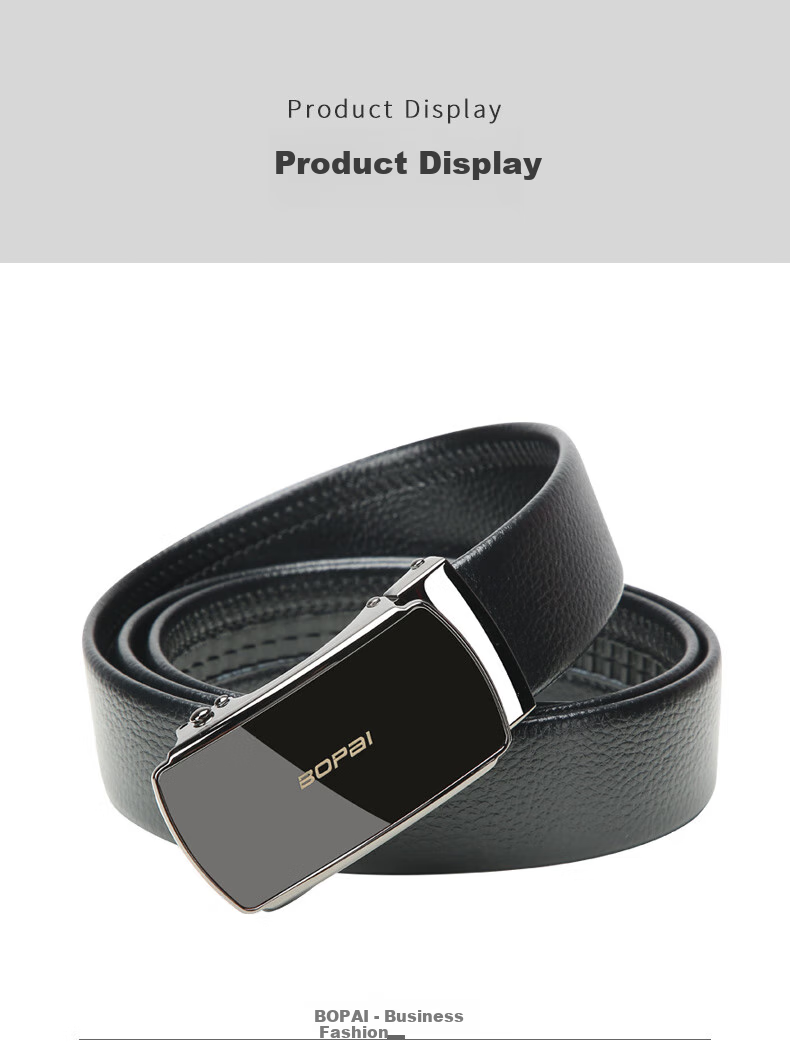 Bopai Men's Leather Belt, Business Automatic Buckle Waistband, 13-123501 7