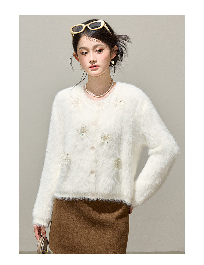 :CHOCOOLATE IT Bow Knit Sweater Women's Spring Autumn New Design Chanel Style Cardigan Pink One Size 13