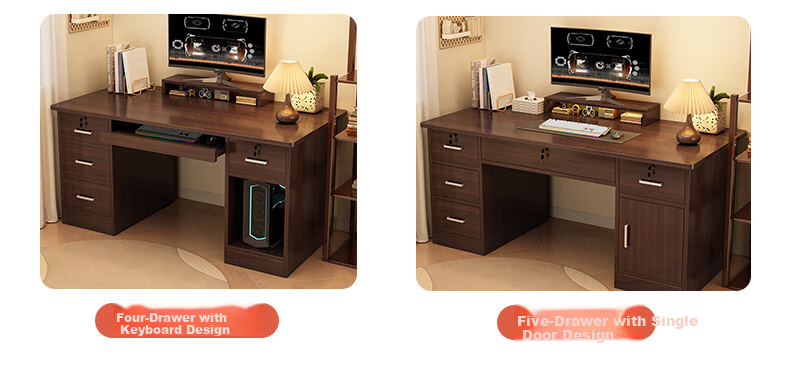 Xinyouliangjia Computer Desk, Desktop Office Desk, Home Writing And Study Desk, Adult Office Desk A095, 120cm with Five Drawers And One Door 15