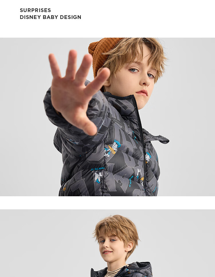 Disney Kids Lightweight Down Jacket 2025 New Autumn Winter Boys Girls Hooded Warm Sports Coat 3