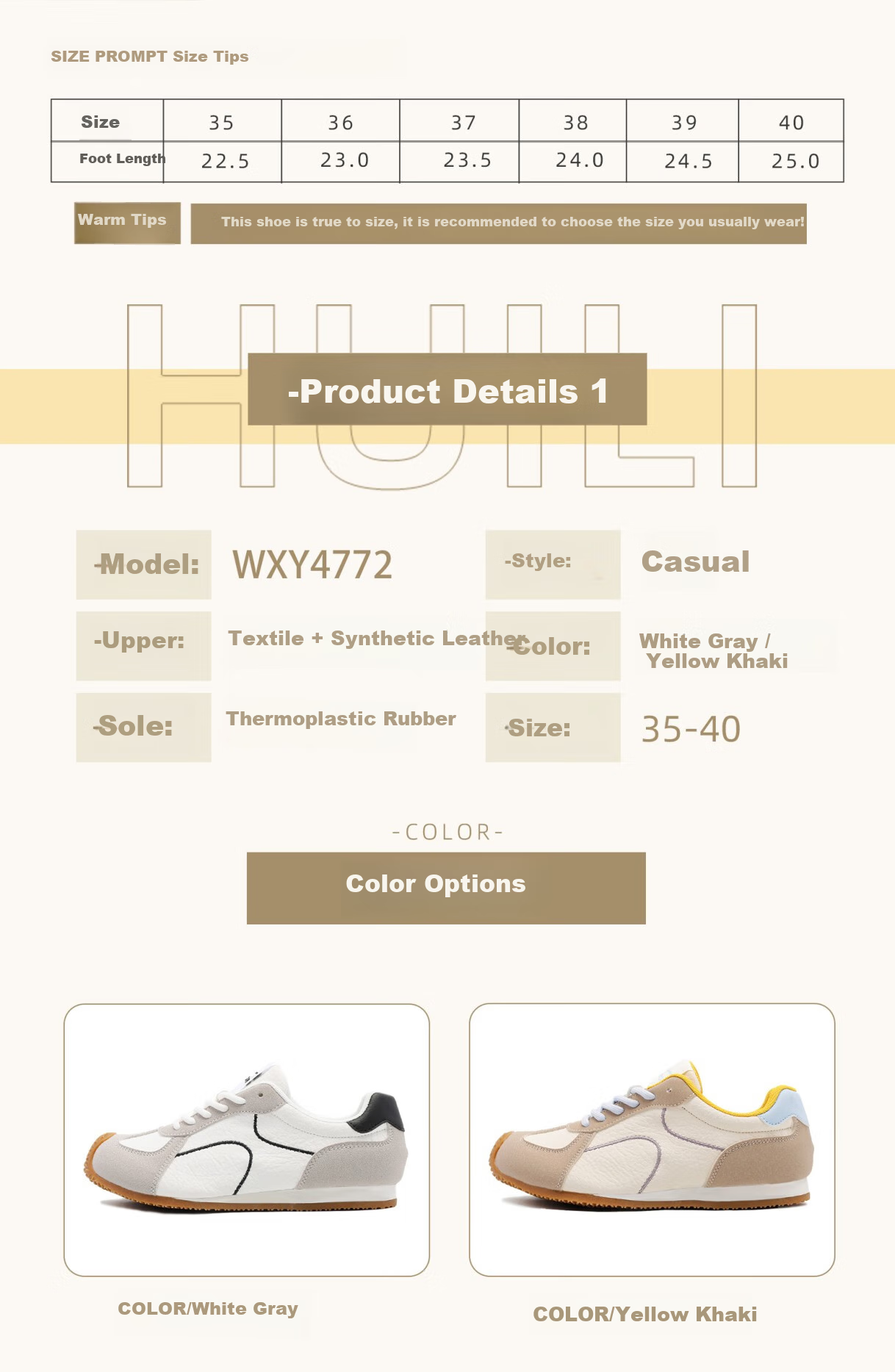 Huili Women's Leather Shoes, German Training Shoes, New Autumn Casual Low-Top Thin-Soled Sneakers WXY4772, White And Gray, Size 35 1