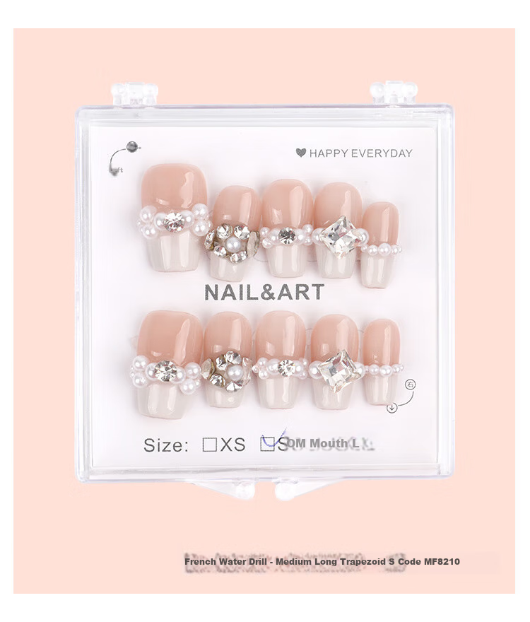 Meifuyu Handmade Nail Wraps (Huanhuan Nail S) Medium-Long Nude Removable Nail Tips MF8608 4