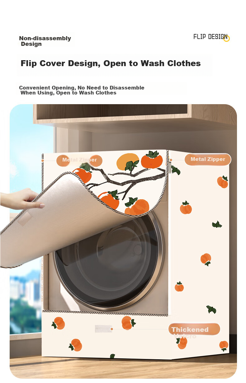 Keruier Drum Washing Machine Cover, Fully Automatic Washing Machine Cover, Dust-Proof And Waterproof Cover, Balcony Sun Protection Cover, Suitable for Midea, Haier, Little Swan, Panasonic, 8/9/10 Kg Universal 6