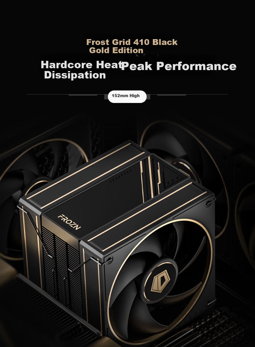 Kulin (IDCOOLING) Frost 620 Black Gold Edition, 6 Heat Pipes, Dual-Tower CPU Air Cooler, Compatible with Chuangyi Guodu PROART PC Build, FROZN A620 1