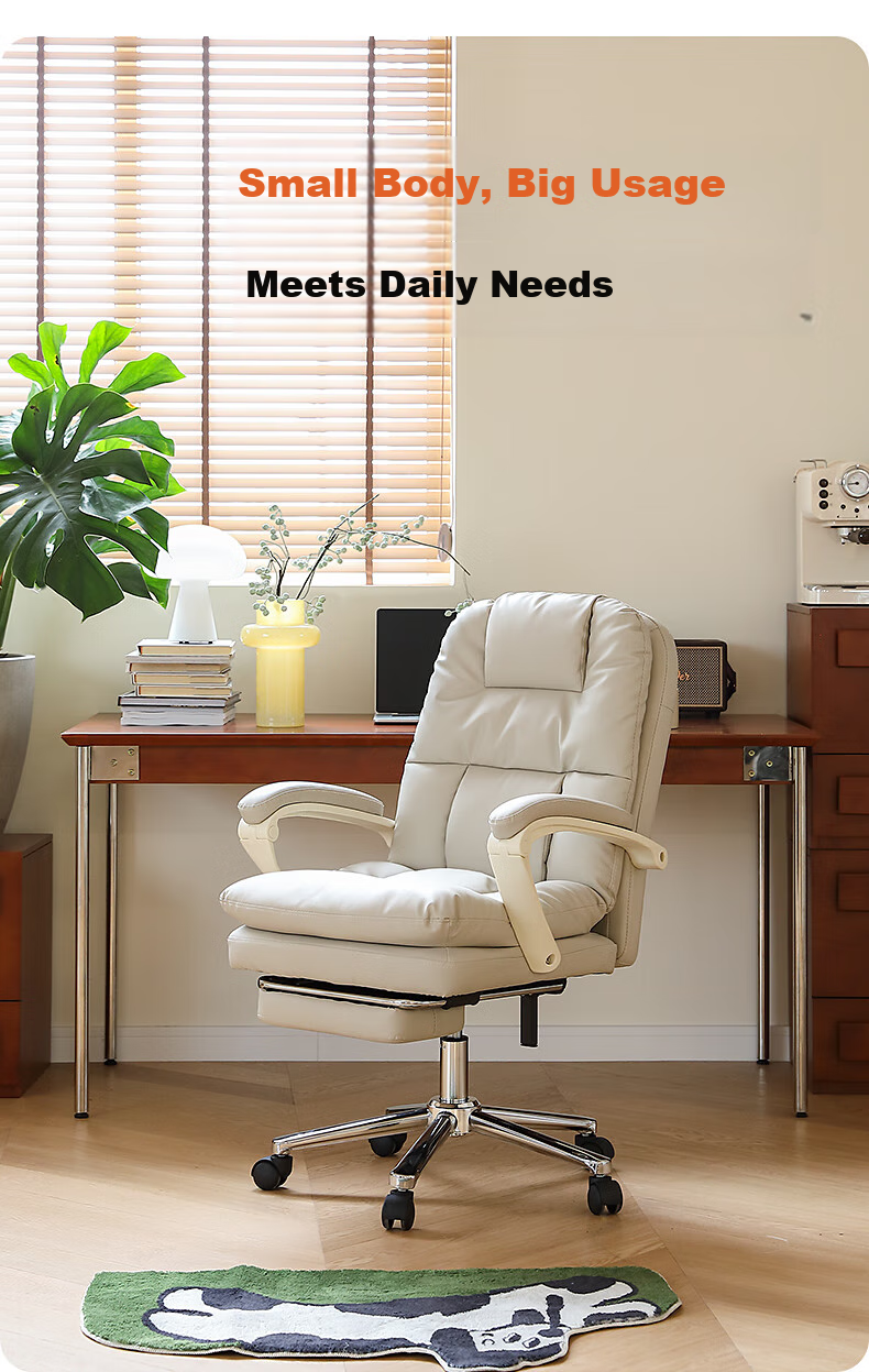 Guquan C733 Milk White Ergonomic Office Chair for Home, Long Sitting, Study, Dormitory And Study Room - Reclining 13