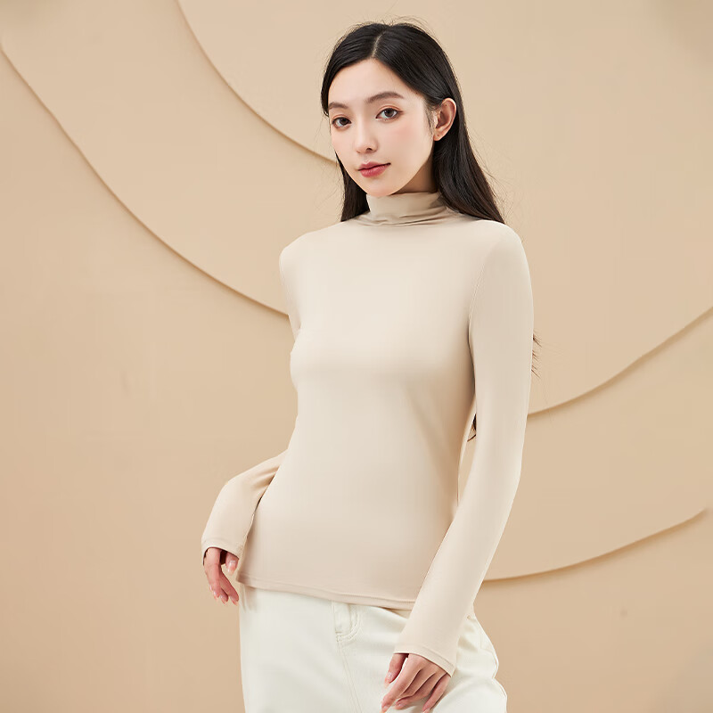 LangSha Women's Thermal Underwear Top Half Turtleneck Base Shirt Spring Autumn Silk Thin Outerwear Autumn Shirt