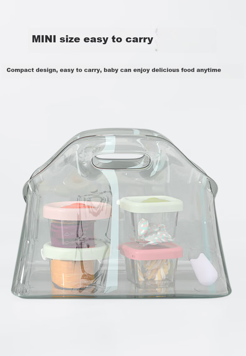 Baoshi Baby Food Storage Containers, Glass Bowls for Infants, Airtight Sealed Molds for Steaming, Cooking, Portioning And Freezing (Square + Round), Set of 2 6