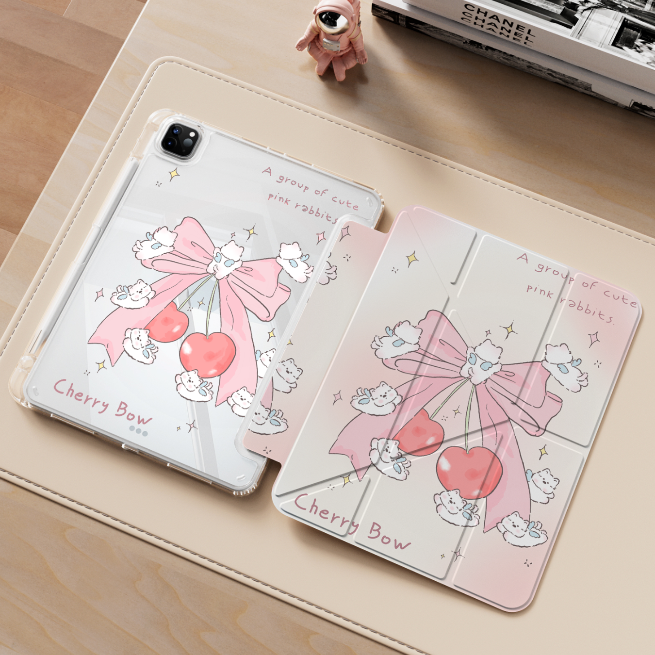 RBP Compatible with 2026 New IPad Air 8 Case, M4 Chip 11-Inch Air 7 64 Tablet Protective Cover, 3Y Foldable Anti-Bend with Pencil Holder - Sweet Pink Rabbit