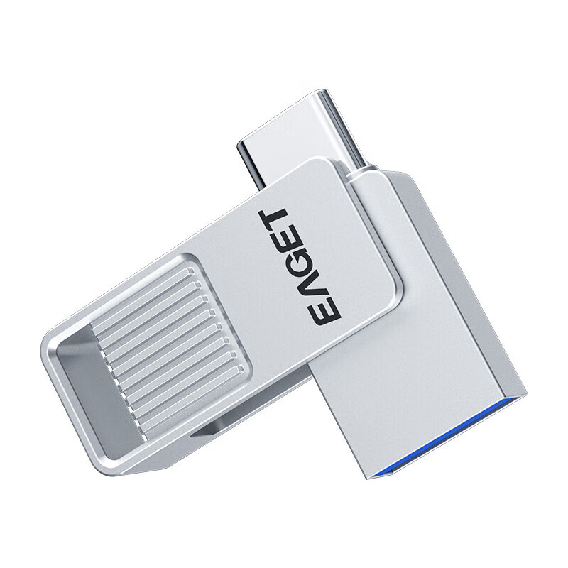 EAGET 256GB Type-C USB 3.2 Dual Interface Mini Waterproof Metal High-Speed Flash Drive CU32 for Phone, Computer, Tablet