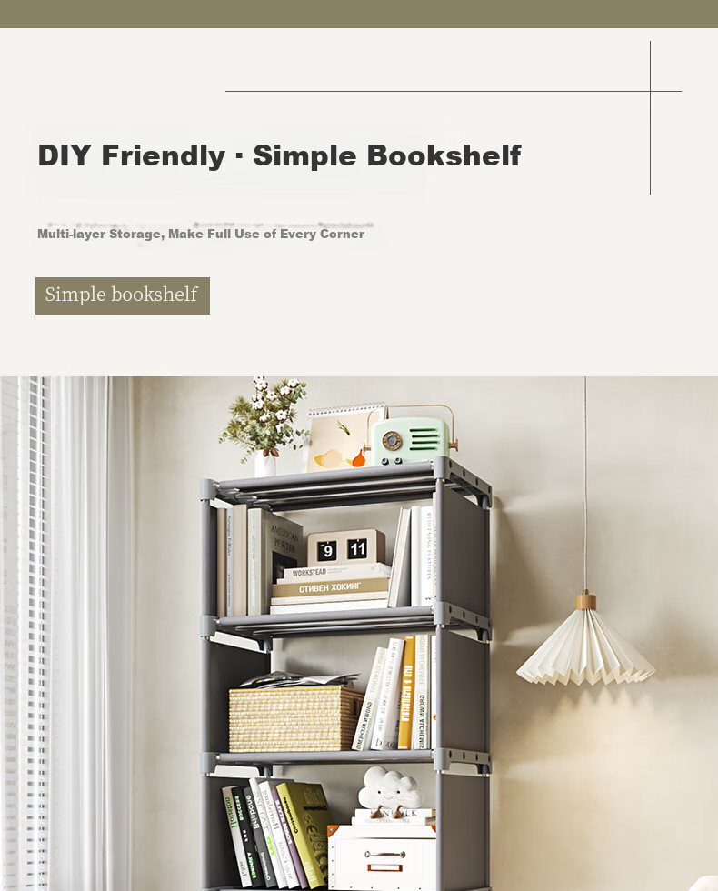 Jialiren Floor Bookshelf, Desktop Storage Rack for Students, Simple Bookcase for Dormitory And Home Use, Multifunctional Storage Shelf 1