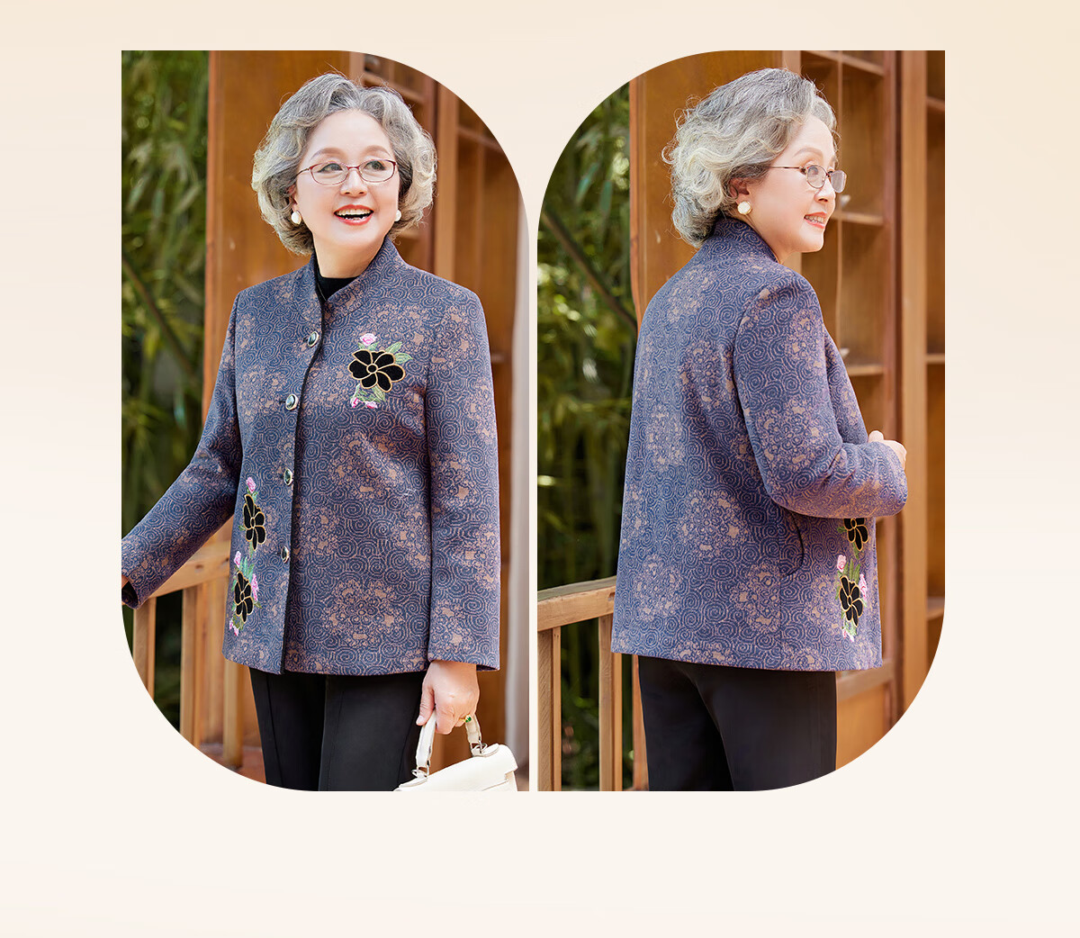 YUZHAOLIN Middle-aged and Elderly Women's Spring and Autumn Woolen Coat Grandma Style Mom Jacket Elderly Clothing Y53D022 2