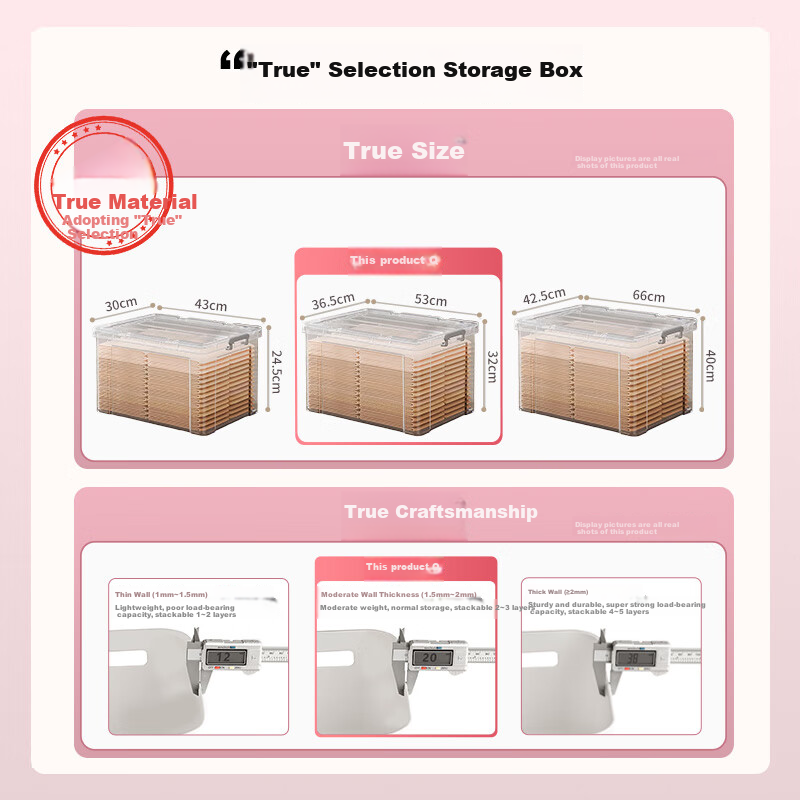 Jiabangshou Plastic Storage Box, Transparent Thickened Storage Container for Clothes, Toys, Car Organization, Extra Large 45L, 1 Piece