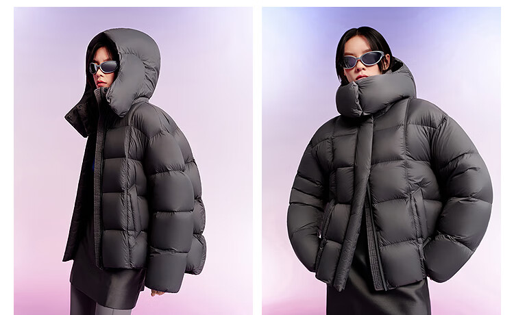 BOSIDENG 25 Years Puff Down Jacket Women Winter 90% Down Thickened Removable Hood Loose Short Lazy Style Coat 8
