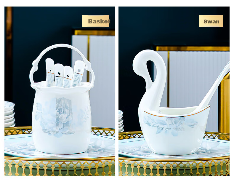 Yunzhihe Tableware Set, Dishwasher Safe, New Stylish Design, Jingdezhen Porcelain Dinnerware Set, Housewarming Gift 9