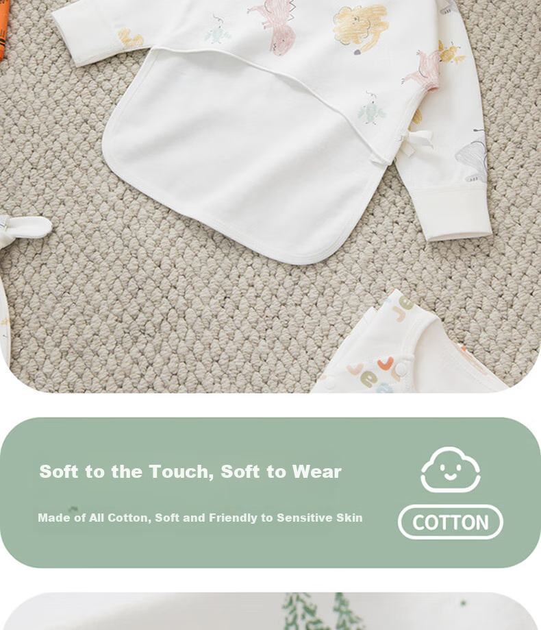 Guaiqixiong Newborn Pure Cotton Half-Back Shirt, Spring And Autumn Season, Newborn Baby Long-Sleeve Monk Robe, Infant Seamless Top 5