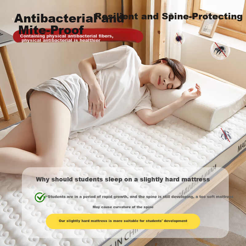 Muji Workshop Class A Latex Mattress 0.9x1.9m Foldable Student Dormitory Single Bed 8cm Thickened Elegant White