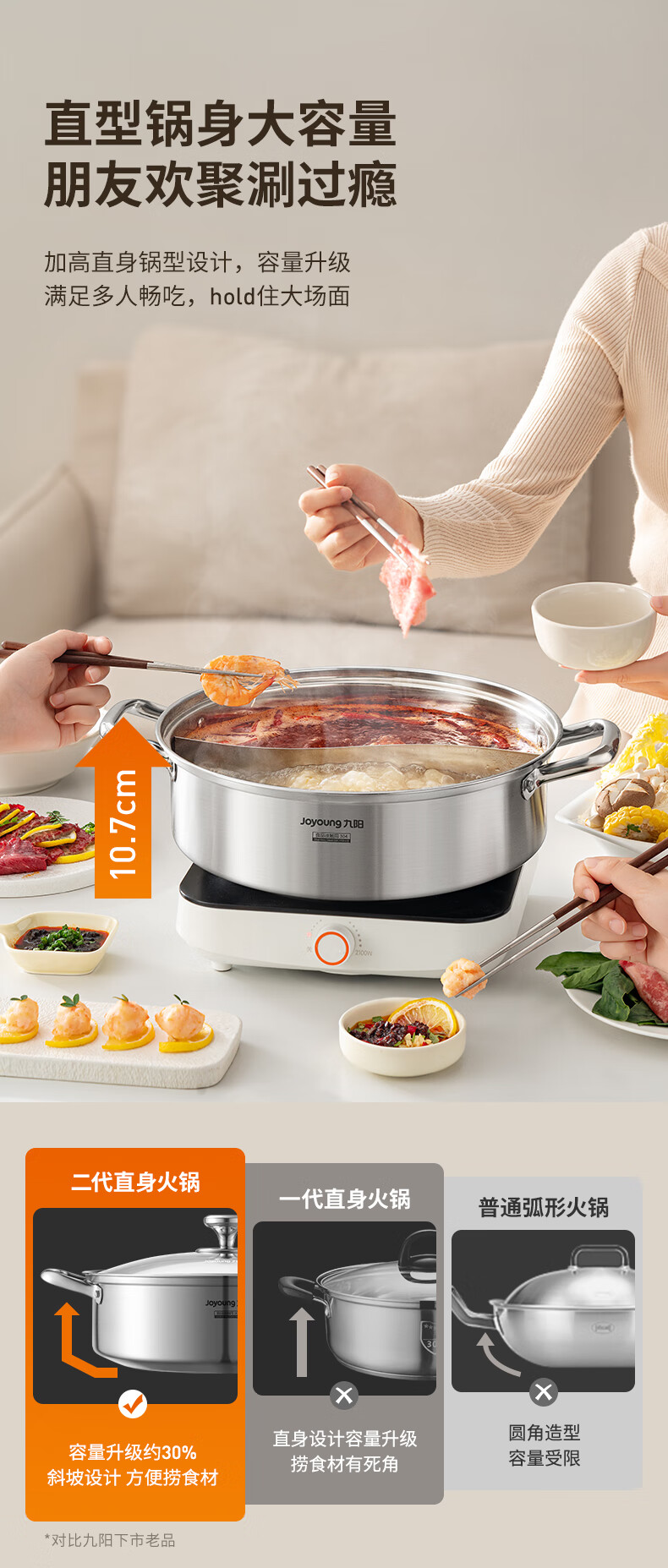 Joyoung Hot Pot Cookware 304 Stainless Steel Yuan Yang Pot Hot Pot Soup Pot Multi-Person Small Hot Pot Induction Cooker Gas Stove 28cm 5