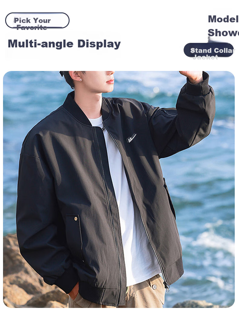 Huili Men's Jacket for Spring And Autumn Outdoor Windbreaker Casual Jacket American-Style Flight Suit Military Green Size L 13
