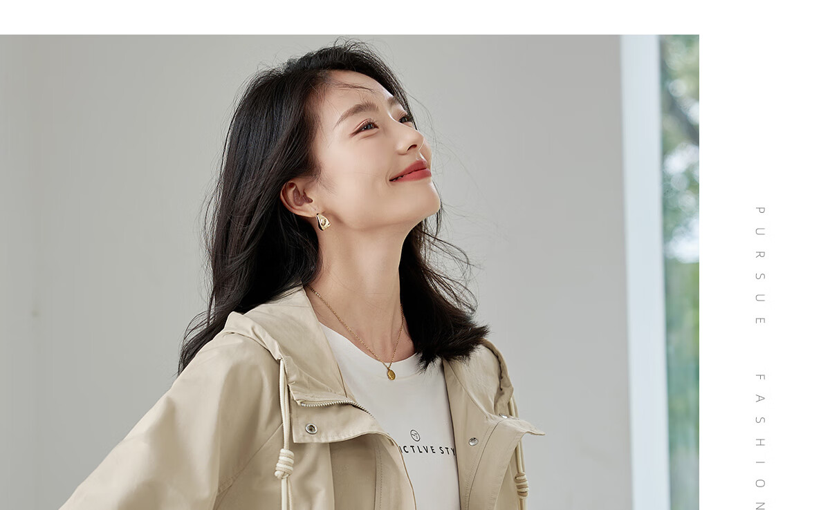 Chushen Spring and Autumn Short Jacket for Women with Hood, Exquisite Pocket Design, Versatile Loose Casual Top Coat S143U2011 10