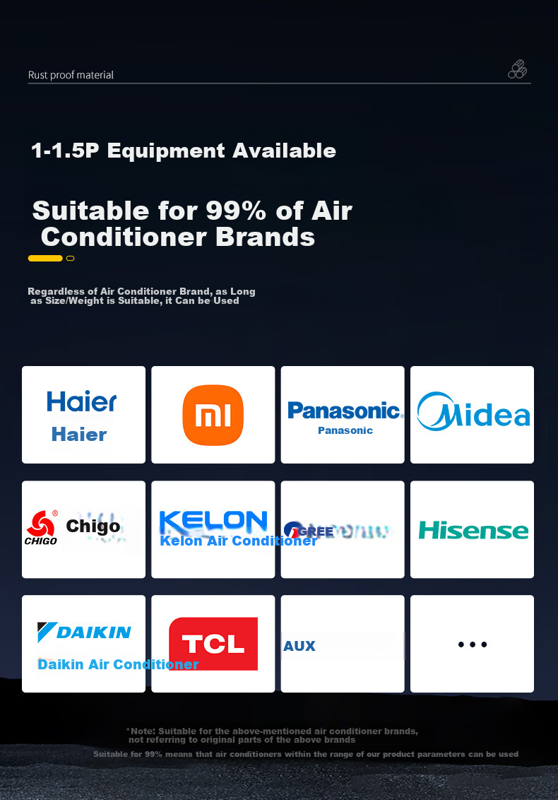 Dongpuli 2-3P Air Conditioner Bracket, Thickened 304 Stainless Steel Outdoor Unit Support, Reinforced Exterior Frame, Air Conditioner Hanger, Suitable for Midea, Gree, Haier, TCL, Panasonic, Chigo, Xiaomi, Hisense 18