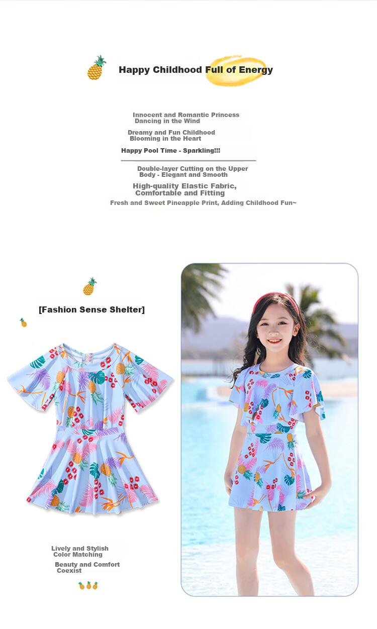 Youyou Children's Swimsuit, Girls' Swimwear, Swimming Pool Dress, Princess Swimwear, Five-Piece Set, 32623 Pink, L 3