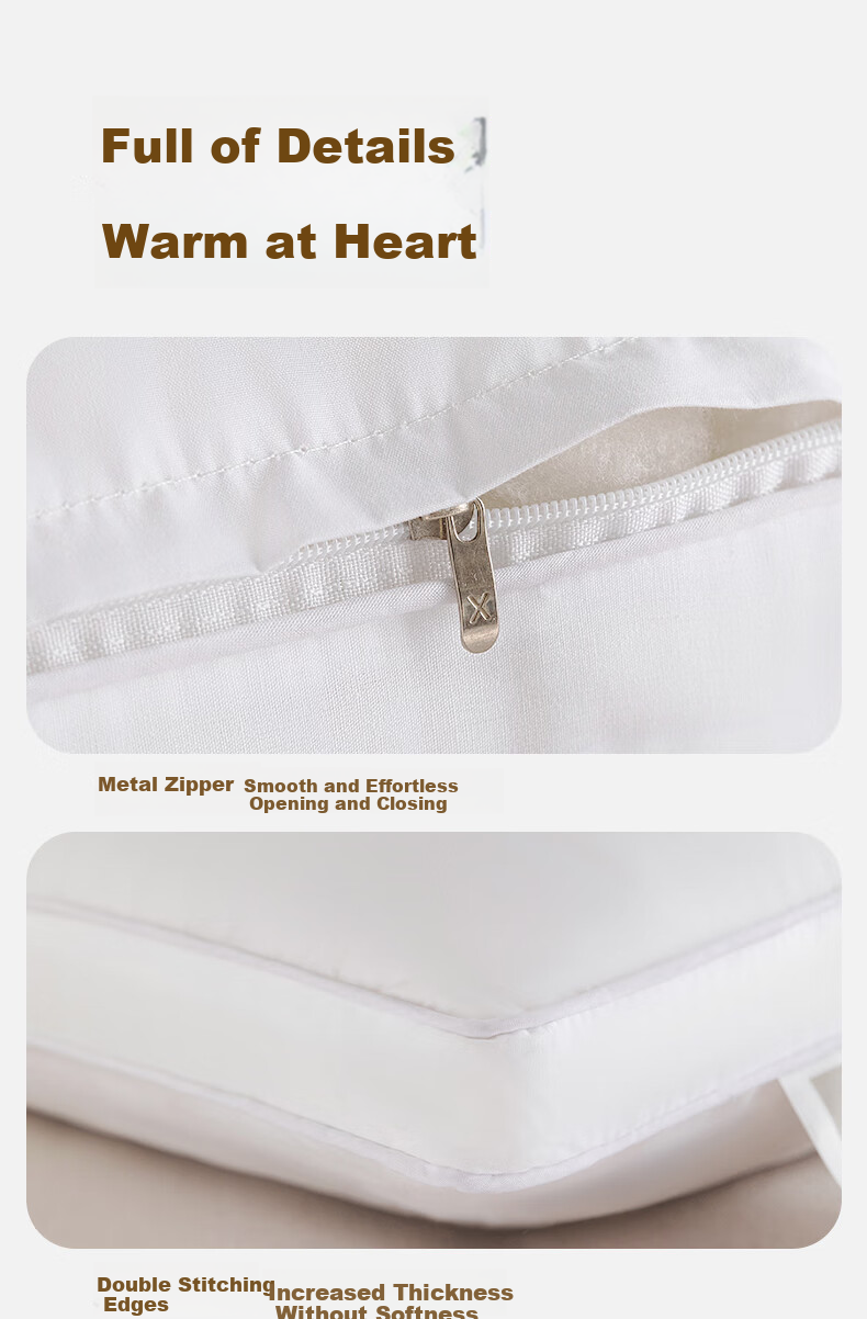 Hengyuanxiang Class A Antibacterial Pure Cotton Pillow, Triple Protection Waterproof Stain-Resistant Hotel Pillow, Dormitory Neck Support Pillow, Single Piece 10cm 14