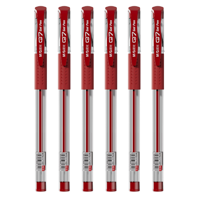 M&G Stationery Q7, Pull-Off Cap Gel Pen, Student 0.5mm Red Pen, Signature Pen, Business Bullet Tip, Exam Pen, Office Supplies, Red, 12 Pens/box