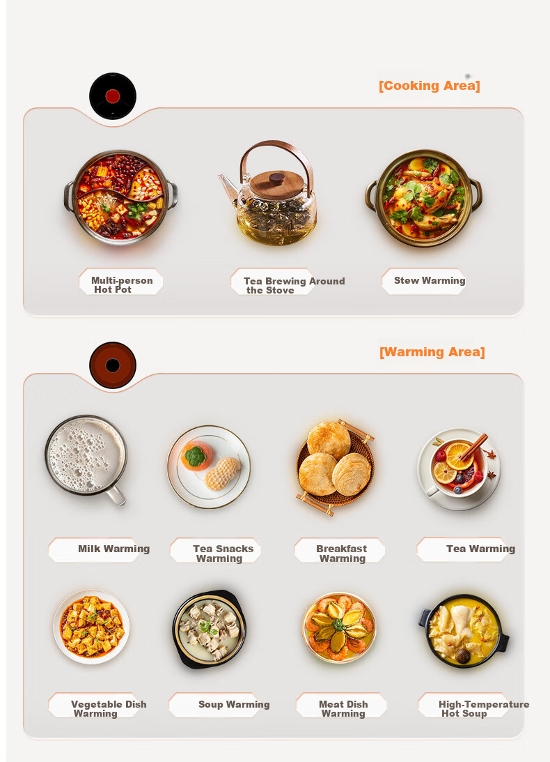 SUPOR Multifunctional Food Warming Plate, Hot Pot And Meal Warmer, Round Heating Plate, 80CM Rotatable Dining Table Turntable, BZ80RH851J 14