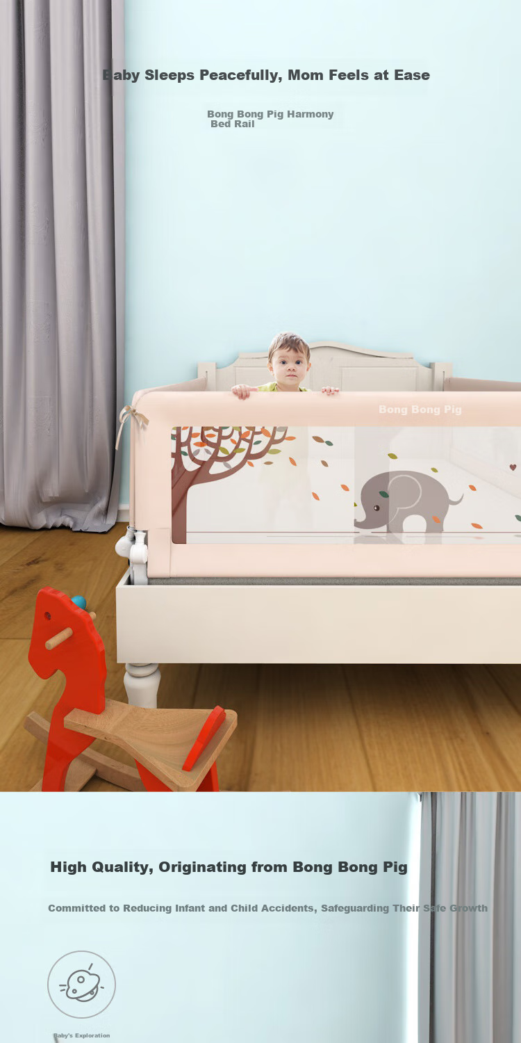 Bangbangzhu Bed Guard Rail, Baby Fall Prevention Protective Barrier, Bedside Anti-Fall Guardrail, Baby Crib Safety Rail, 1.8 Meters Single-Sided 2