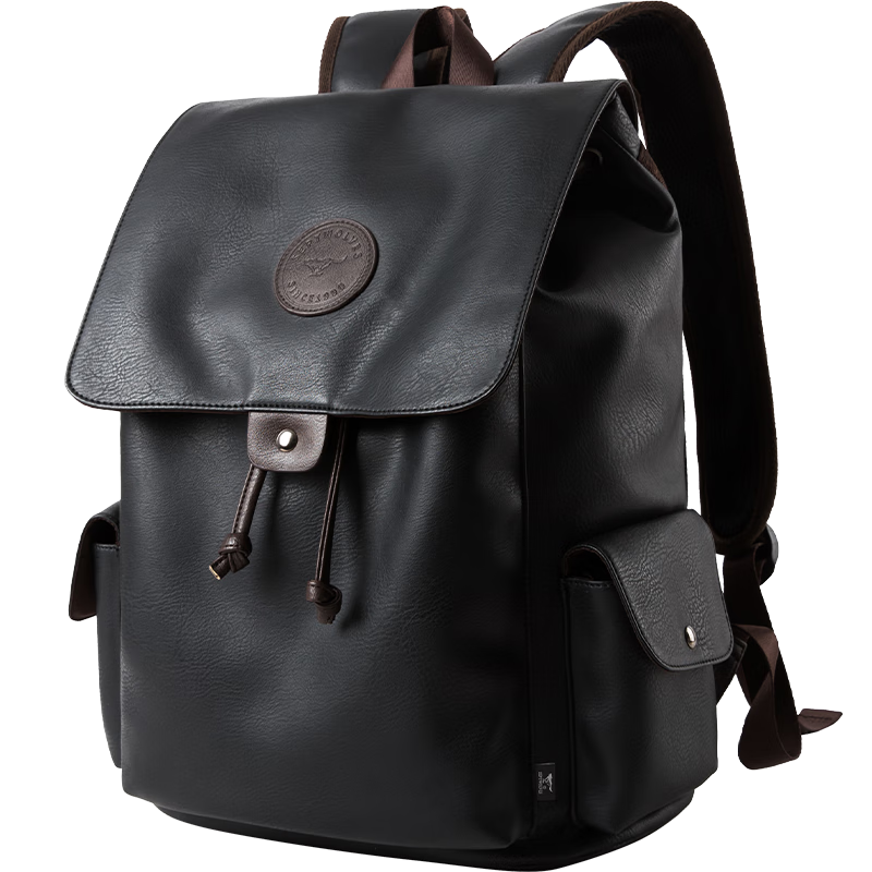 Seven Wolves Men's Leather Backpack Casual Large Capacity Commuter Business Laptop Bag School Backpack for High School and College Students