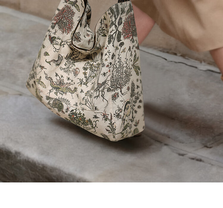 Miaodi Relaxed Lazy Style Leopard Print Large Capacity Double-Sided Shoulder Commuter Canvas Tote Bag Women's Underarm Hobo Bag 5