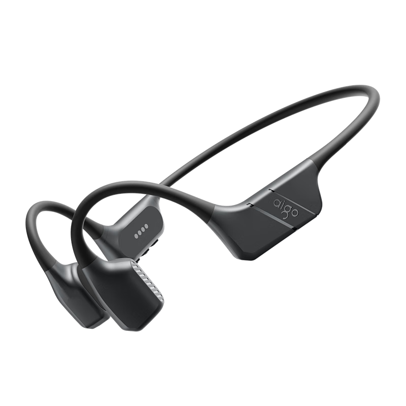 Aigo True Bone Conduction Bluetooth Swimming Earphones Open-Ear Kids Earphones 64GB MP3 Storage IP68 Waterproof Upgraded Soft Silicone Rear Hook GS08 Black