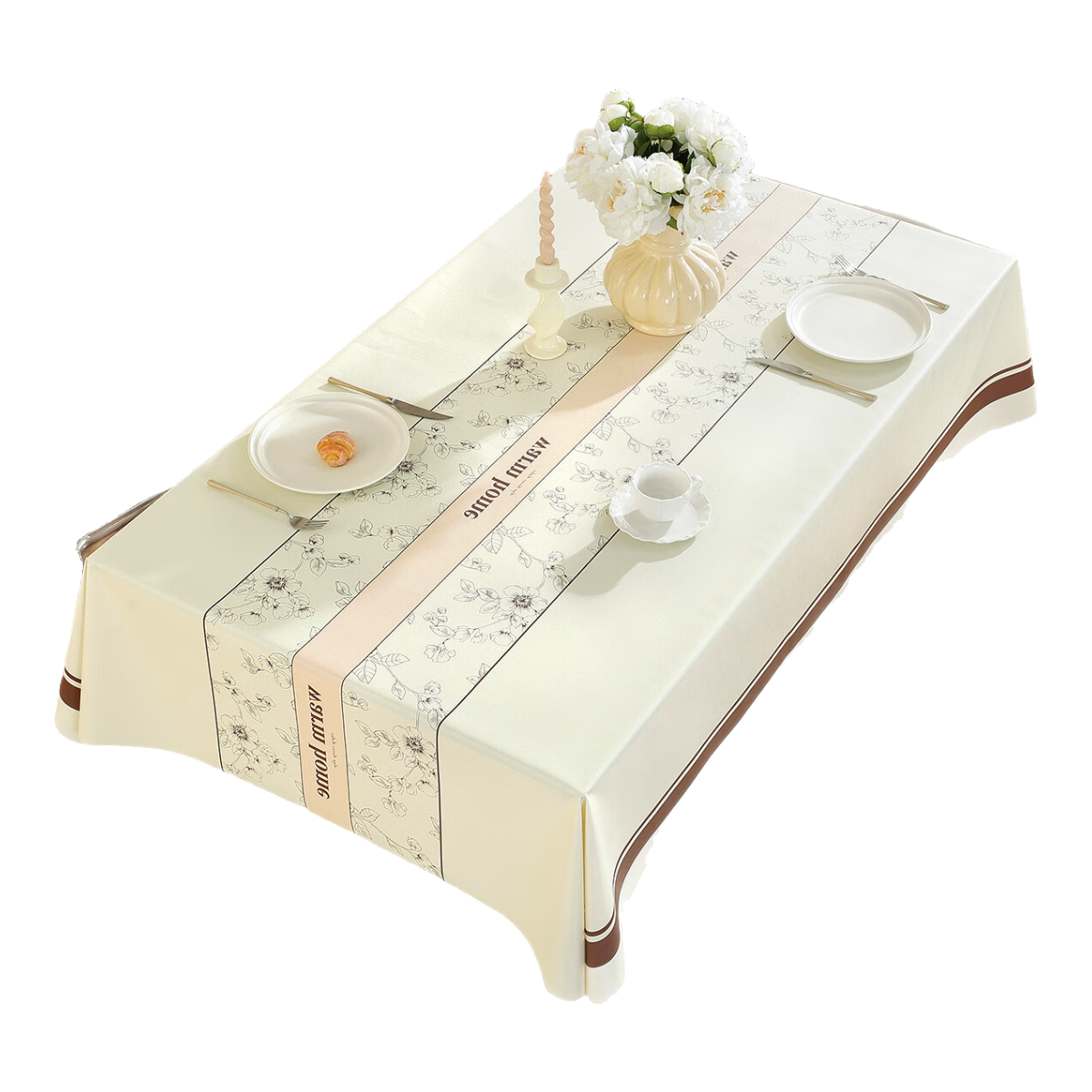 Ali Tablecloth, Waterproof, Oil-Proof, Heat-Resistant, High-End Feel, Coffee Table Mat, PVC Rectangular, Gardenia Flower Design, 1.2*1.6