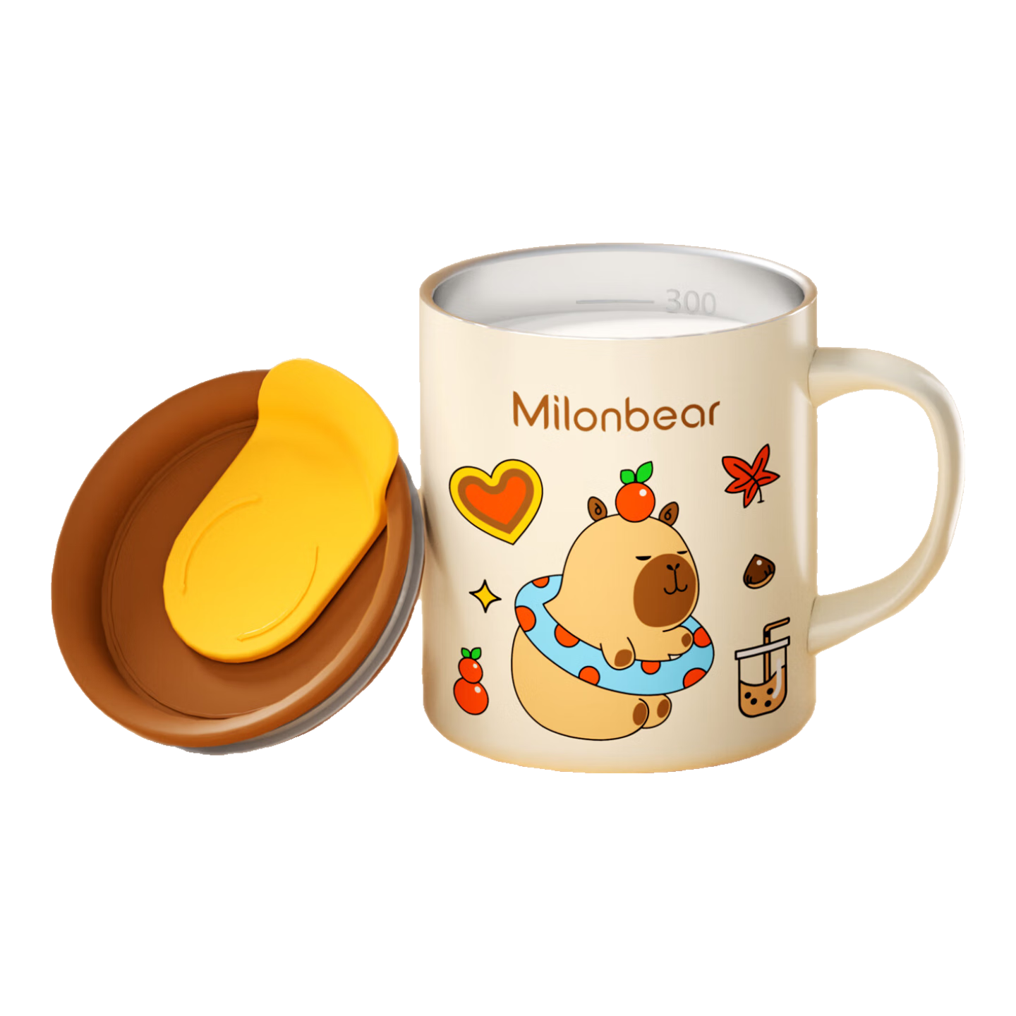 Milonbear Capybara Kids Milk Mug Insulated Stainless Steel 316 High Temperature Resistant Anti-Drop Graduated Cup