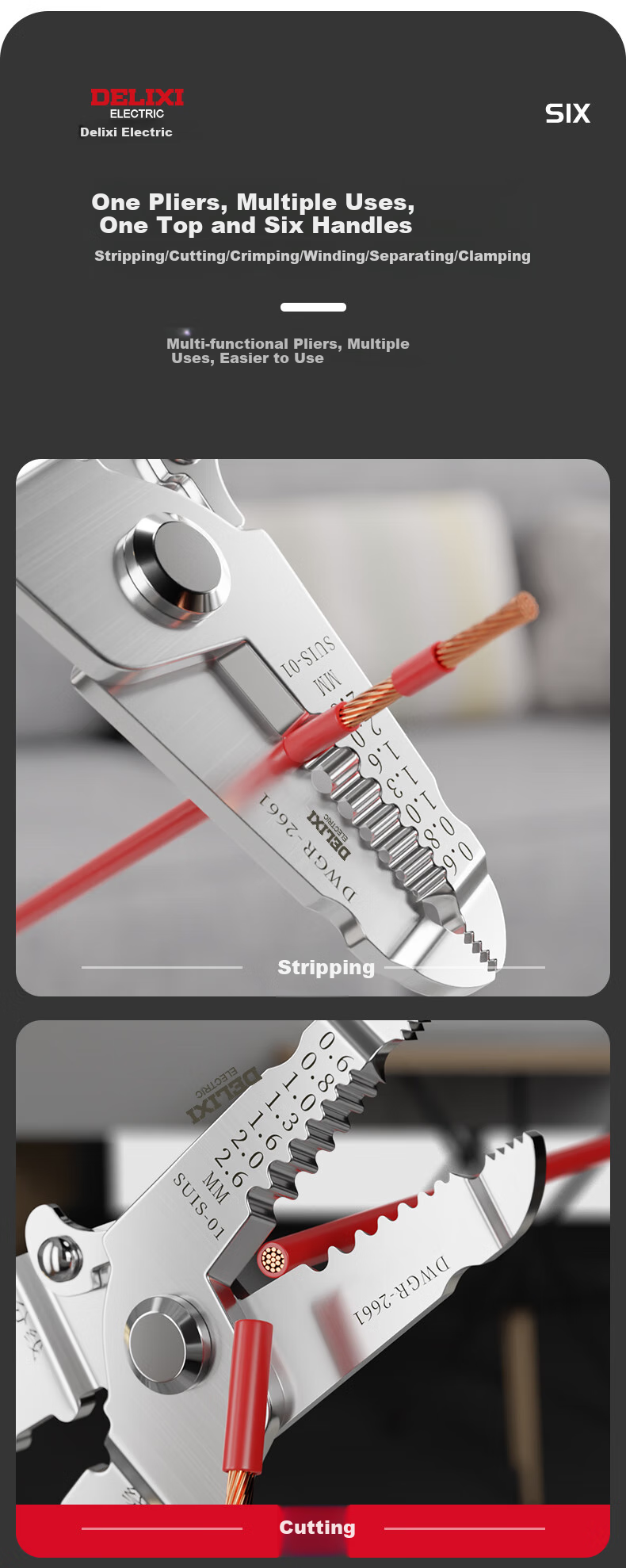 DELIXI Wire Stripping Pliers, Electrician's Specialized Wire Cutter, Multifunctional Stripping Pliers, Handheld Multi-Function Wire Separator And Crimping Tool 4