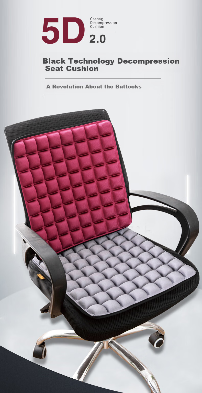 Dijialun 5D Pressure-Relieving Car Seat Cushion, Front Single-Seat Square Pad, Non-Airbag Inflatable Office Seat Cushion, Buttocks-Shaping Wheelchair 3D Comfortable Breathable Long-Sitting Car Seat Four Seasons Pad, 45*45 Black 1