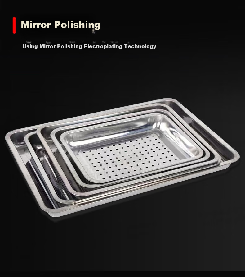 Jinwanfu Stainless Steel Steaming Tray, Commercial Steamer Pan, Commercial Tray for Steamed Rice Cabinet, 430 with Holes, 60*40*4.8cm, 0.7mm Thick 6
