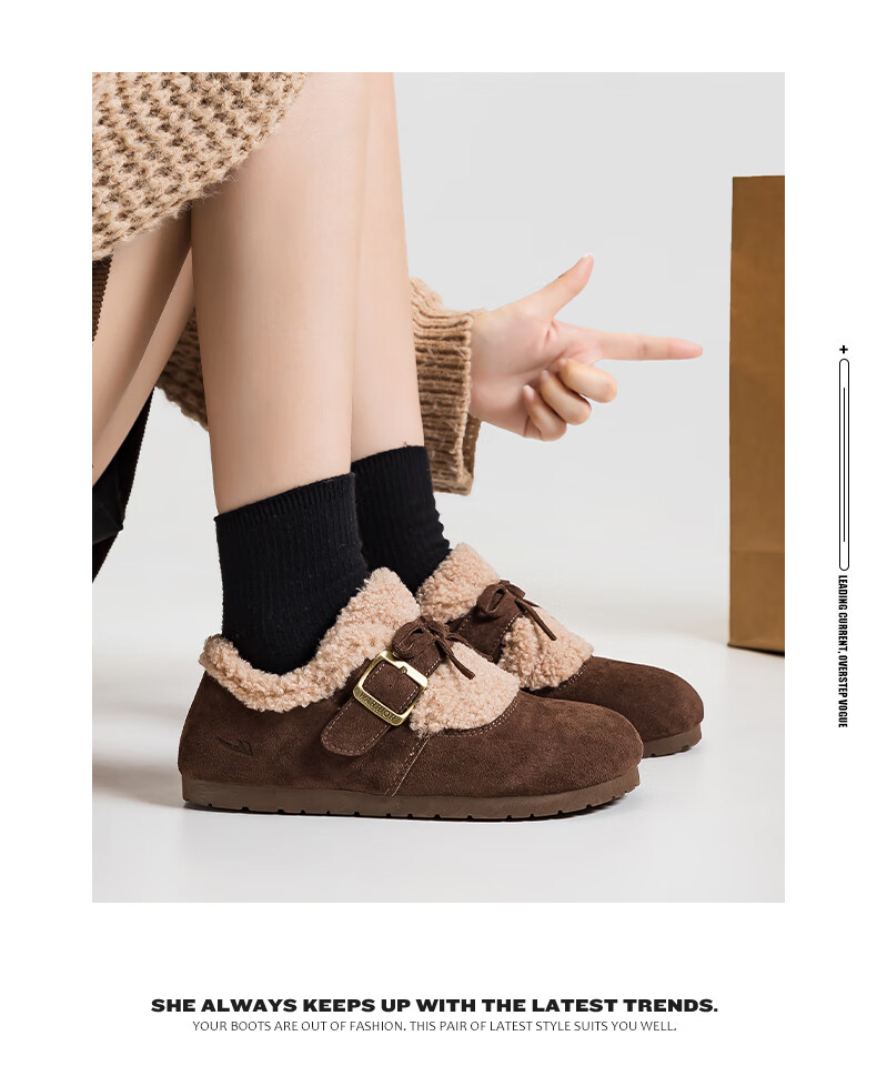 Warrior Women's Winter 2025 Fleece-Lined Warm Birkenstock Style Thick Plush Shoes Camel Size 39 8