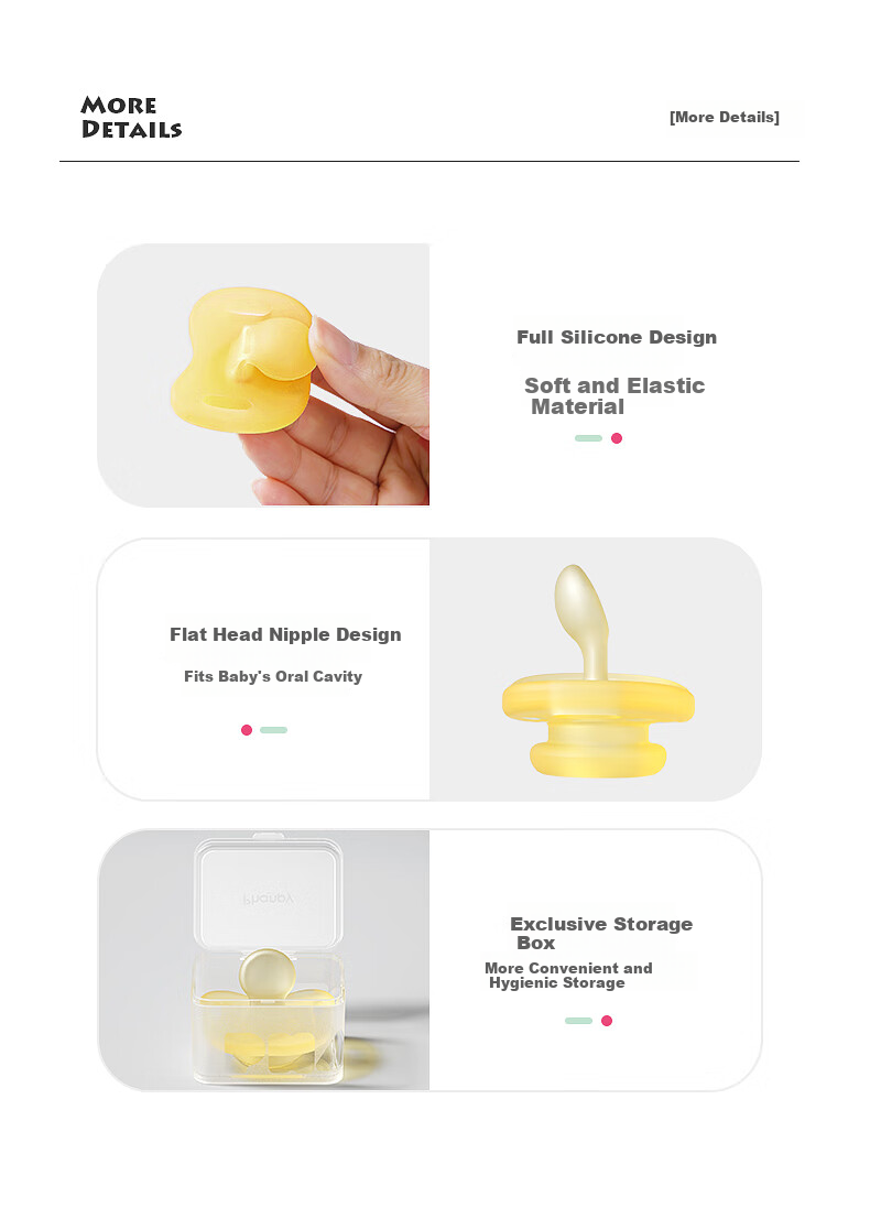 Xiaoyaxiang Pacifier, Silicone Ultra-Soft, for Newborns 6 Months And Above, Sleep Aid, Anti-Colic (Flat Head), with Storage Box 18