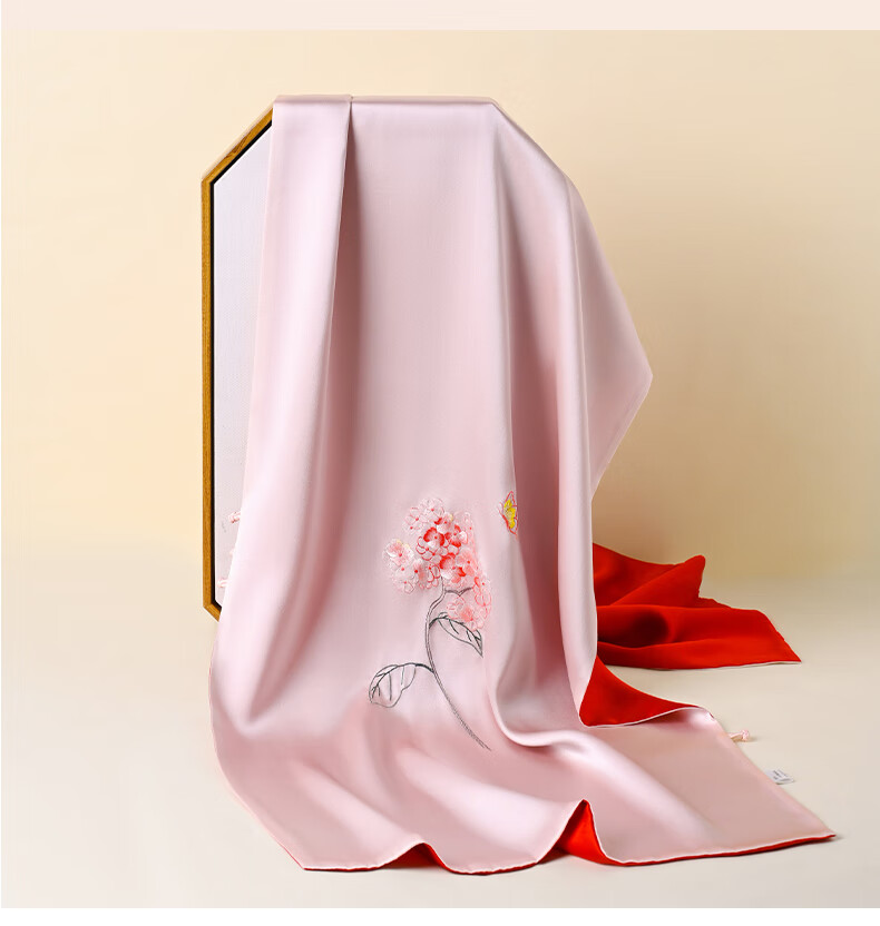 Hangsilk Road Pure Silk Mulberry Silk Scarf [Intangible Cultural Heritage Su Embroidery Pankou] Gift for Elders and Mothers Birthday Women's Day Gold Thread 18