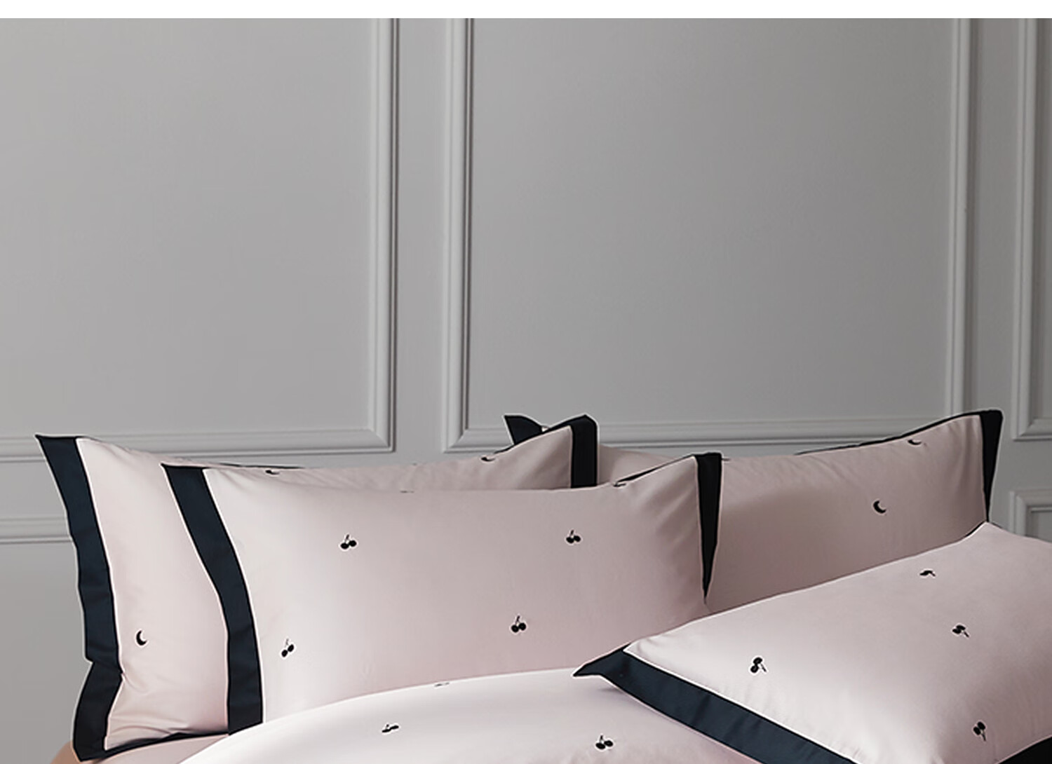 MIDO HOUSE Mingdu 60s Pro Long-Staple Cotton 4-Piece Bedding Set Pure Cotton Duvet Cover Cherry 1.5m Bed Sheet Style 7