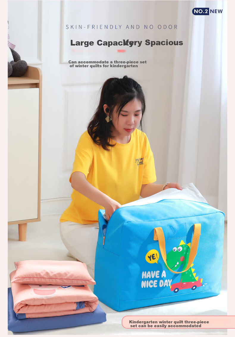 Baicaoyuan Kindergarten Quilt Storage Bag, Thickened Oxford Cloth, Student Cotton Mattress Bag, Children's Handheld Luggage Packing Clothes Bag 3