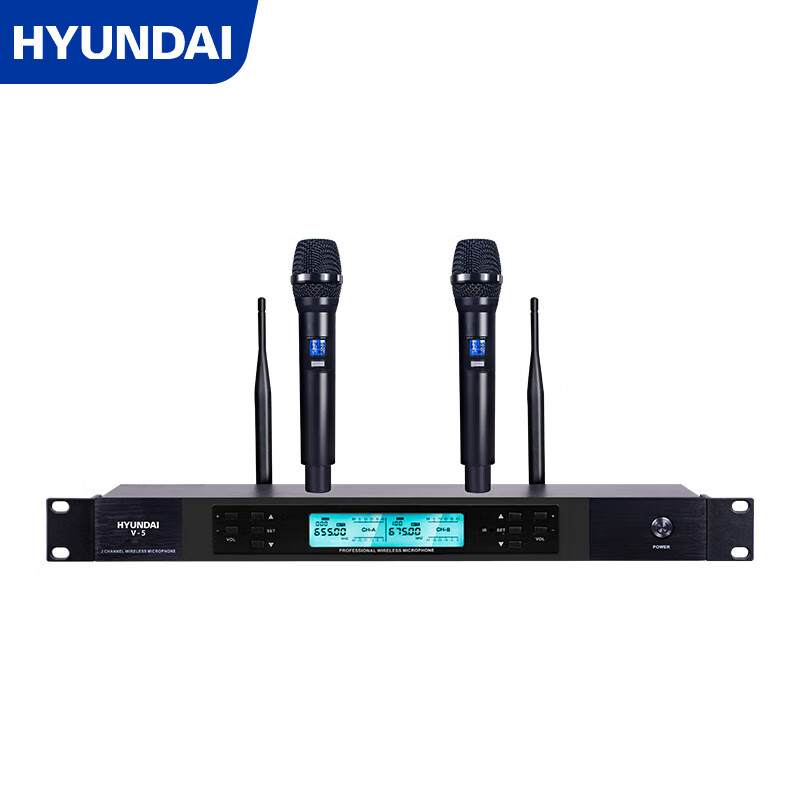 HYUNDAI Wireless Microphone Dual UHF Wireless Mic Professional Teaching Performance Microphone Home Karaoke KTV Conference Stage Host Professional Mic