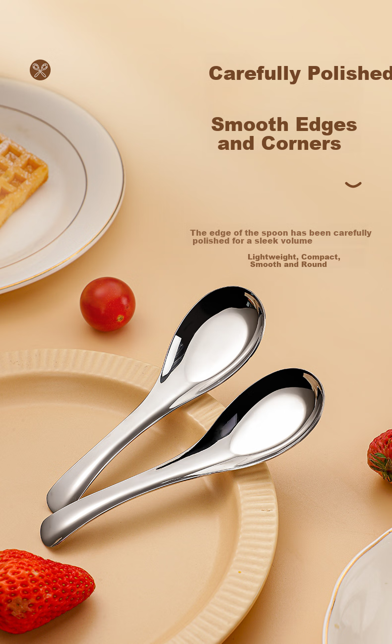 Guangyi 316L Stainless Steel Soup Spoon Thickened Large Flat Bottom Long Spoon Children's Tableware Panda GY1561 7