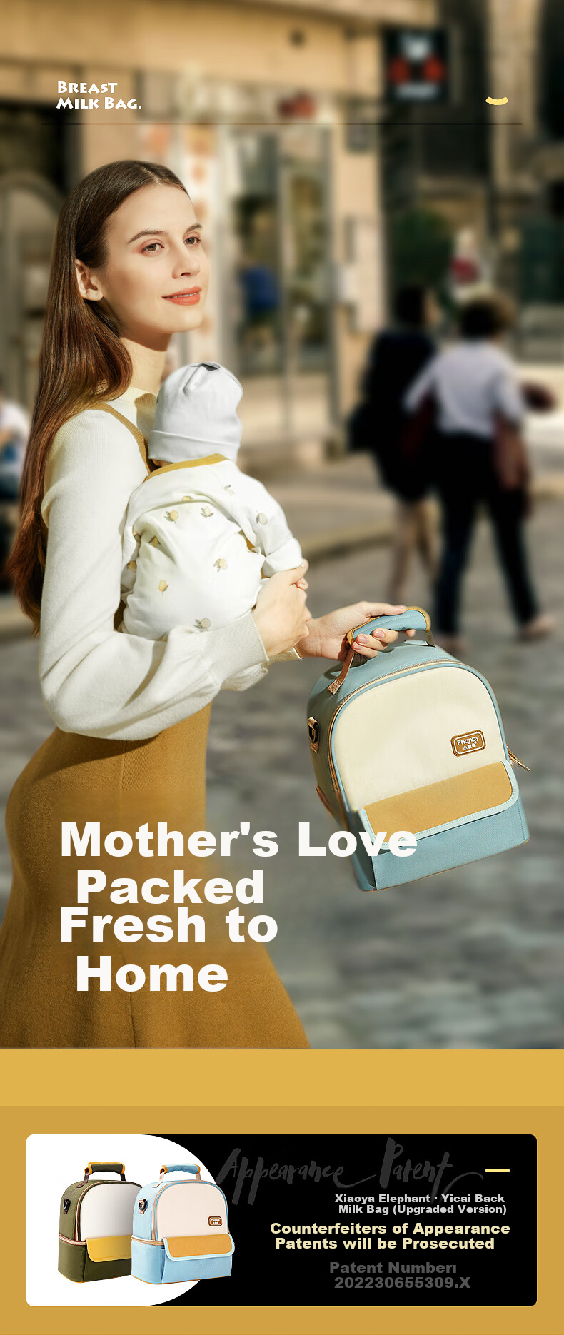 Xiaoyaxiang Breast Milk Storage Bag, Portable Insulated Cooler Bag for Working Mothers, Blue Ice Milk Preservation Bag, Mommy Bag (Yicai) 2