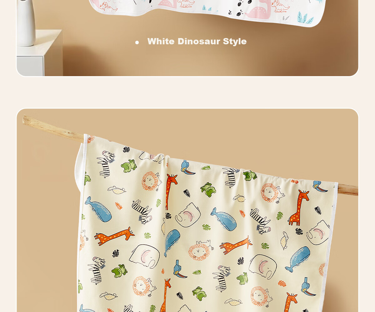 Mianzhirun Baby Diaper Pad, Waterproof, Washable, Breathable, Anti-Leak Water Bed Cover for Infants, 80*100cm Zoo Style 18