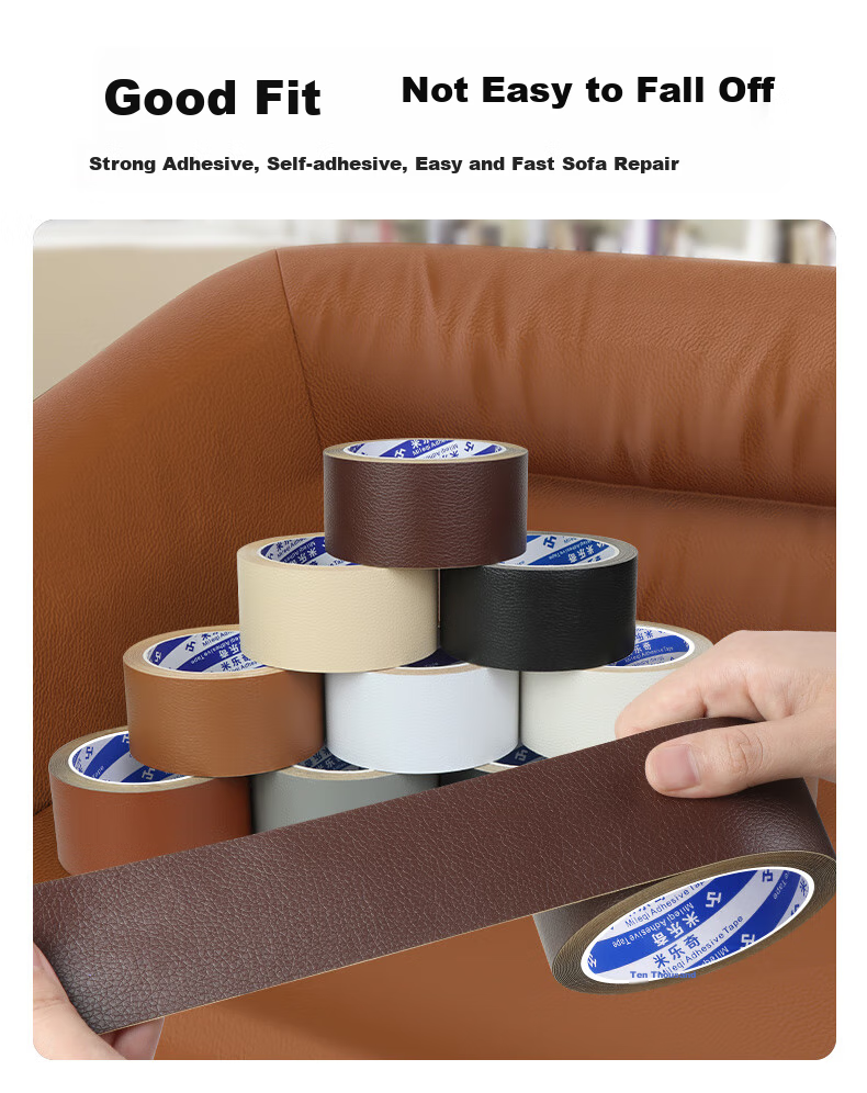 Mileqi Self-Adhesive Leather Sofa Repair Patch, Car Seat Renovation, Electric Vehicle Seat Leather Repair, Self-Adhesive Roll-Up, Dark Gray [5cm Wide * 5m Long] 2 Rolls 6