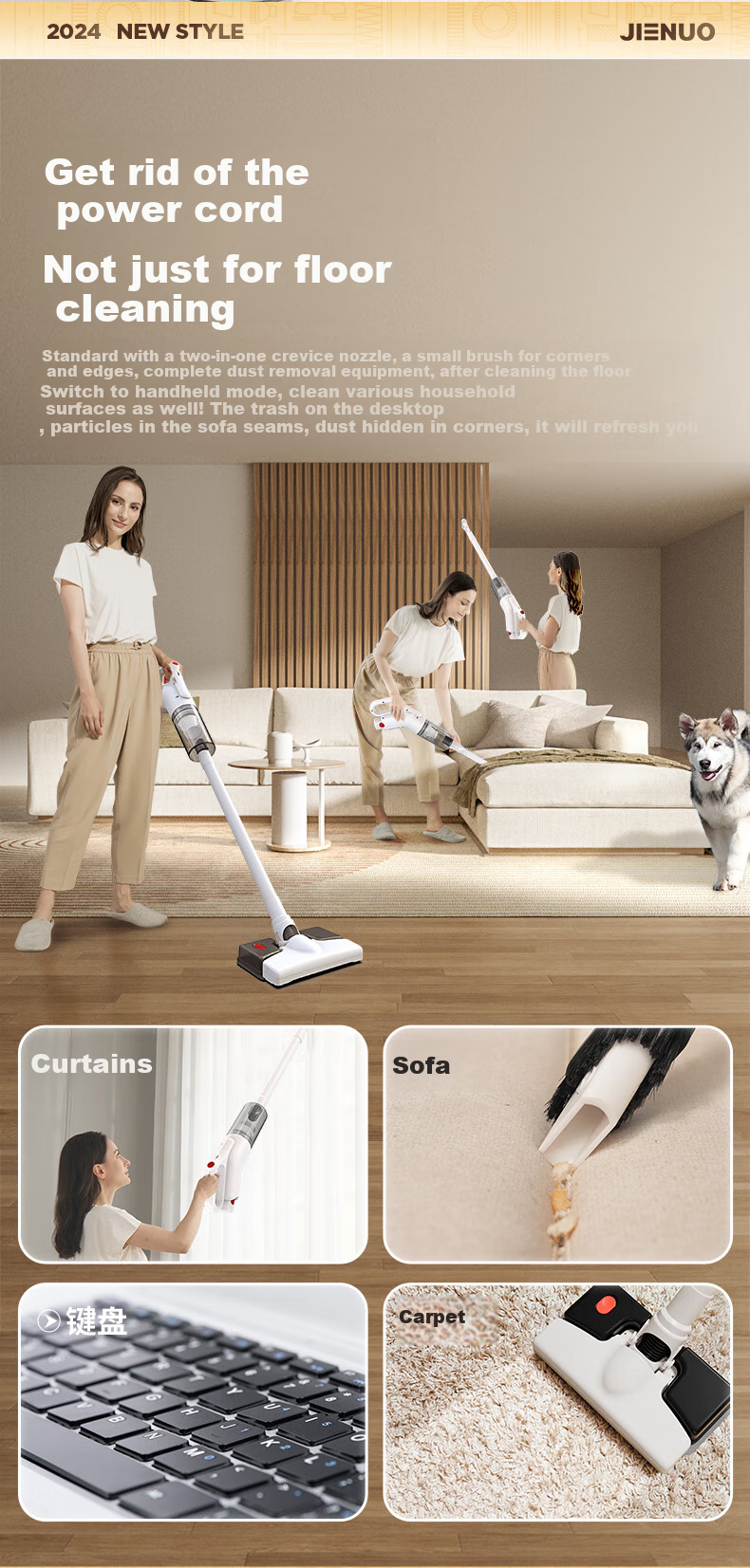 Jienuo Cordless Vacuum Cleaner, High-Power, Wet And Dry All-In Dust Removal, Handheld, Brushless, Powerful Suction, E300Pro Dual Battery Versio 7